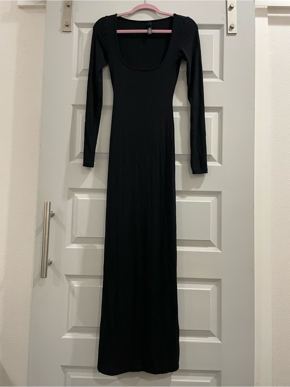 SKIMS Soft Lounge Long Sleeve Dress S Black Onyx Maxi Square Neck//EXC COND
